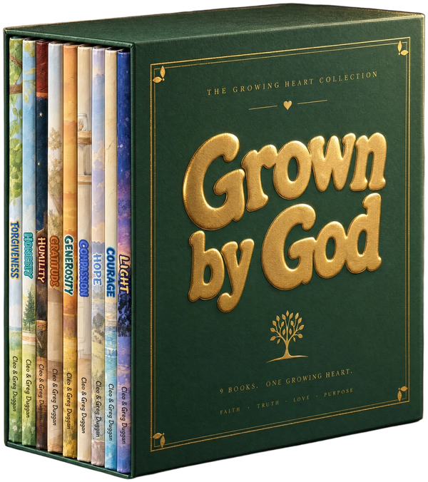 The Growing Heart Collection: nine hardcover picture books in a forest-green slipcase with raised gold-foil lettering