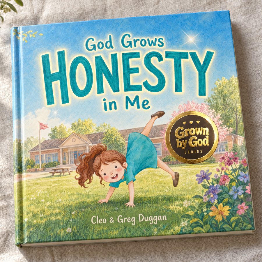 Photo of the hardcover God Grows Honesty in Me, with its gold-foil Grown by God badge