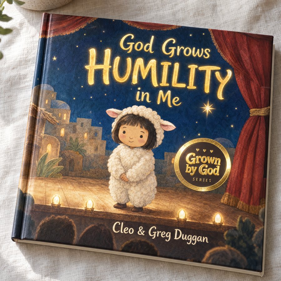 Photo of the hardcover God Grows Humility in Me, with its gold-foil Grown by God badge